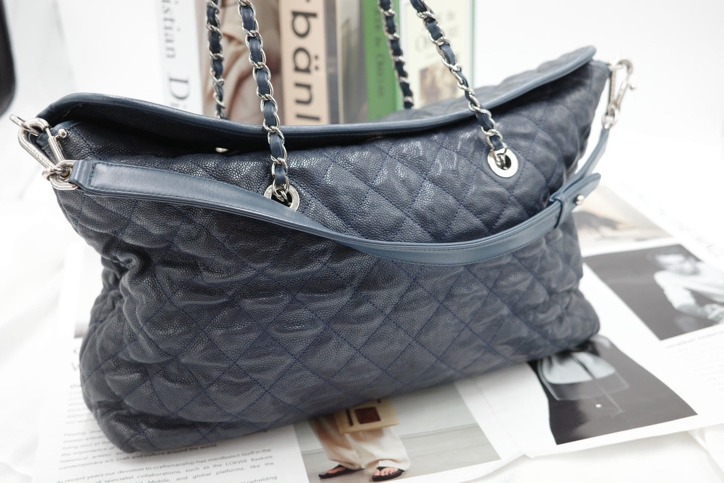 CHANEL Caviar Tote Bag (Dark Navy)